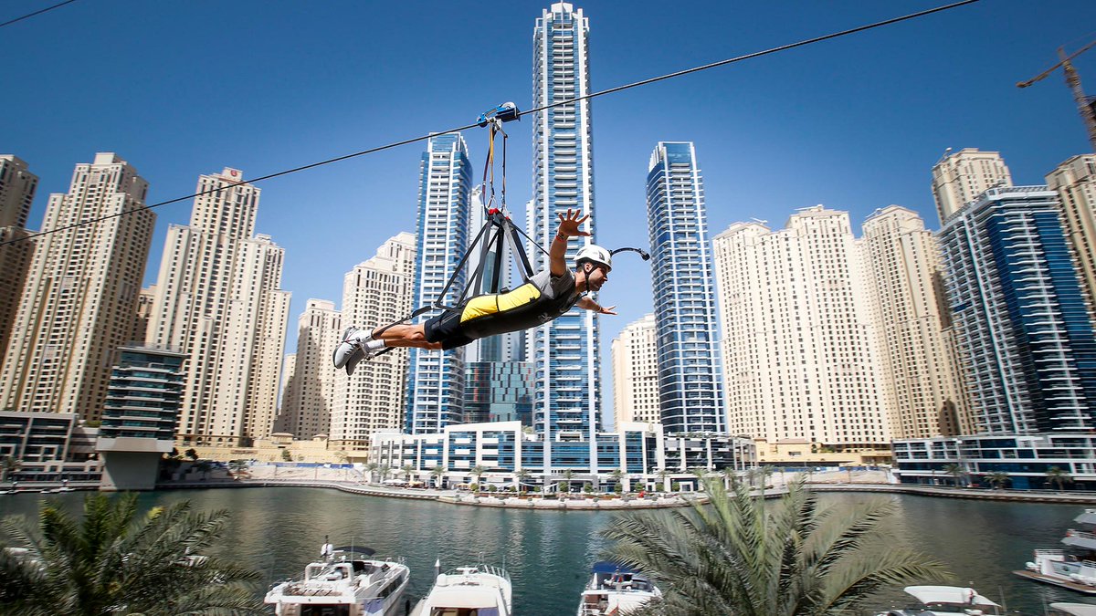 EtisalatYP's tweet photo. #ActiveBeats #Dxb #UAE
Go #ziplining across #DubaiMarina. Look out for the @princesstower and @CayanTower on the way down! Get your mid-air #adventure caught on camera!
At 1km, it’s world’s #longest #urban zip line, and reaches speeds of upto 80km/hr! #XLine
#dxb #thingstodo https://t.co/KJ0ILmWz9U