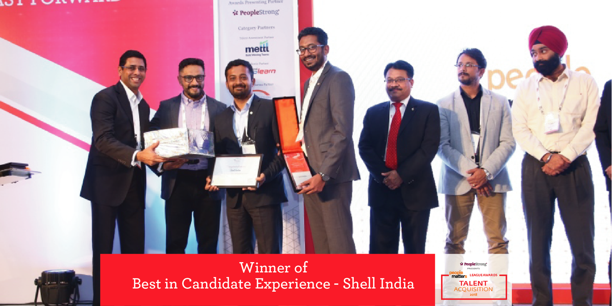 PeopleMatters2's tweet photo. #Throwback: Not long ago, we felicitated the winners of #TALeague awards. Here's congratulating, @Shell_India for winning the Best in Candidate Experience Award. https://t.co/tli1HRGTt0