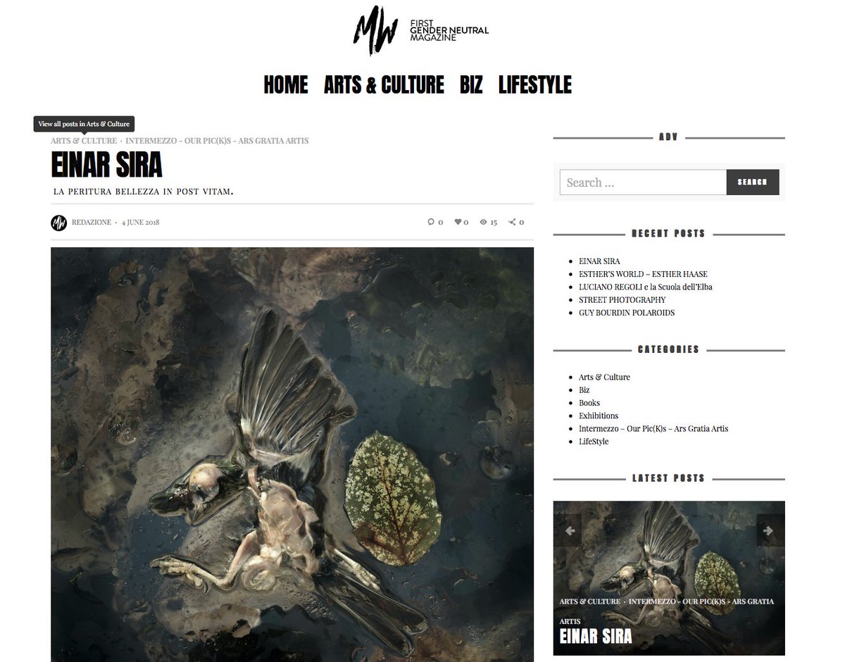 La peritura bellezza in Post Vitam
"Den vakre perfeksjonen i Post Vitam"
Happy to see "Post Vitam" in Italian MW magazine
mwmag.com…/intermezzo-our-pi…/2018/06/04/einar-sira/