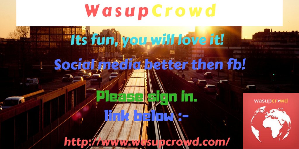 WasUpCrowd's tweet image. WasupCrowd
Its fun, you will love it!
A socialmedia  more secure,Without ADS and more respect for your privacy.
WasUpCroud won't sell you out like FB! Yeah, that’s true! wasupcrowd.com

#socialmedia #AgainstFacebook #WasupCrowd #Facebookcomprtitor