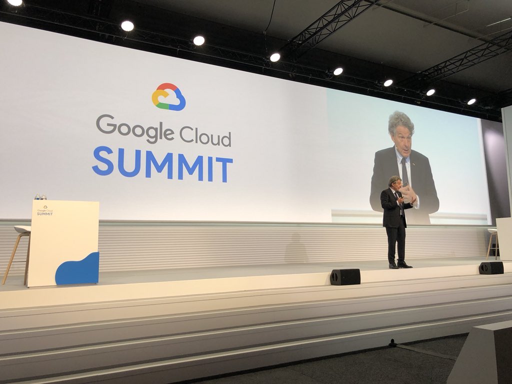 AtosFR's tweet photo. .@ThierryBreton : “L’#Europe est plus sensible à la question des données. Les clients européens souhaitent avoir leurs données stockées en Europe, selon la seule législation européenne. C’est ce qu’offre @Atos grâce au partenariat mondial avec @googlecloud” #GoogleCloudSummit https://t.co/gUEwg35mB5