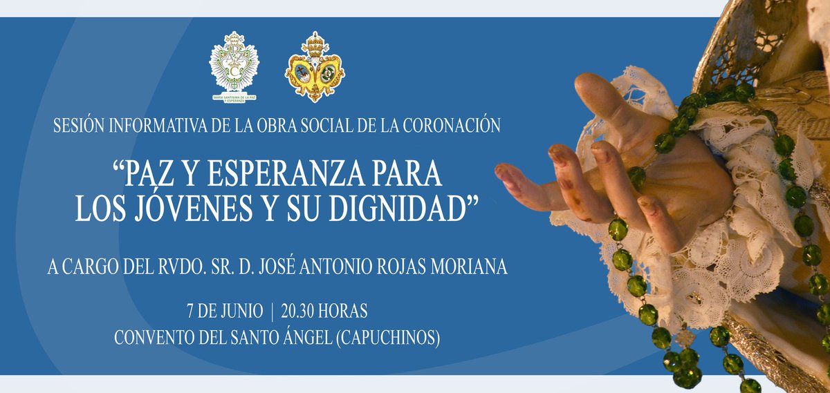 cpazyesperanza's tweet photo. ¿Te gustaría conocer más a fondo el proyecto de Obra Social de la coronación? El jueves a las 20:30 en el convento del Santo Ángel, tendrá lugar una breve sesión informativa. ¡Estáis todos invitados!
#CoronaciónPazyEsperanza #CórdobacoronadelaPaz https://t.co/M8Fz1sD3It