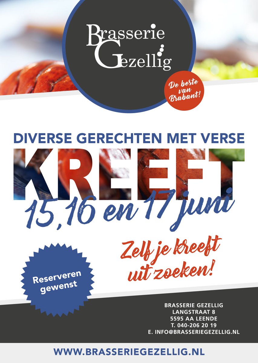 Verse Kreeft eten bij Brasserie Gezellig! Reserveer snel!