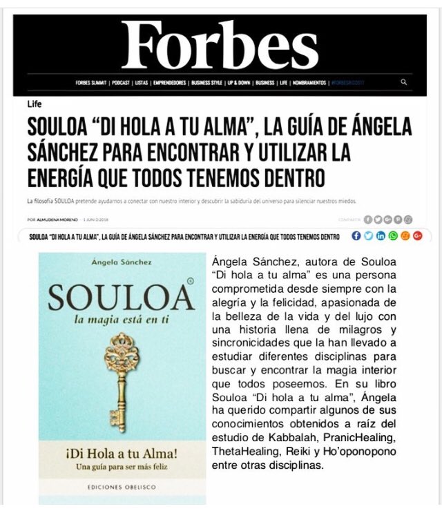 Souloa en <a href="/Forbes_es/">Forbes_es</a> Feliz de compartirlo con Vosotros!! Gracias &amp; Thank You!!! #magazine #Forbes.es #june2018 #book #souloa <a href="/Angelaluxury/">AngelaLuxury&Co</a> <a href="/Pedro_S4anchez/">PS</a> <a href="/EdObelisco/">Ediciones Obelisco</a>