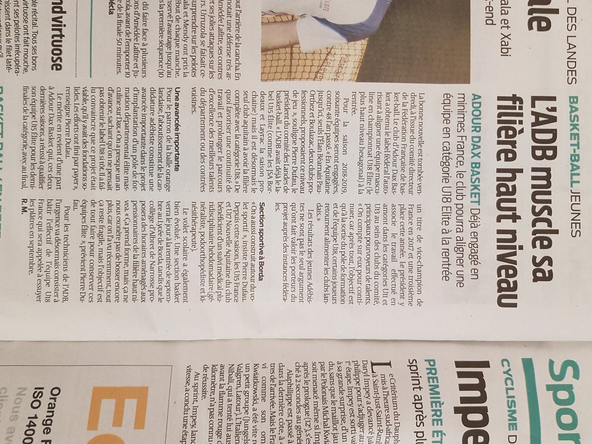 Le haut niveau basket masculin dans les Landes prend forme. Il y aura la saison prochaine des U15 et U18 élite France. Il faut poursuivre ce travail de formation et féliciter l'ensemble des techniciens landais pour leur travail. <a href="/Les_Landes/">Les Landes</a> <a href="/cd40basketball/">Comité Landes Basketball</a> <a href="/granddax/">Grand Dax</a> <a href="/VilledeDax/">VilledeDax</a>