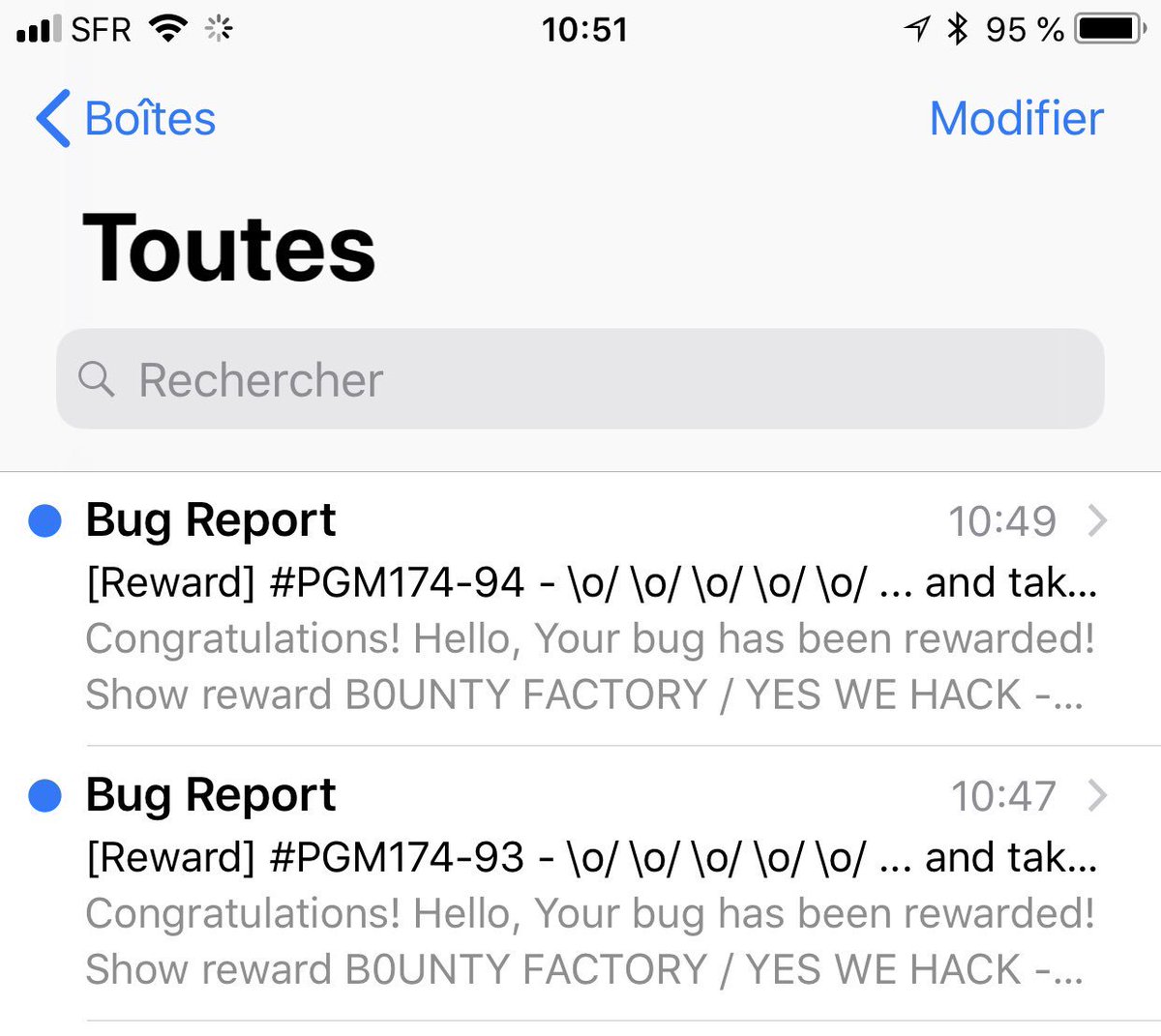 Gromak123_Sec's tweet image. Always happy when I see these emails 😊 ! Thank’s @bountyfactoryio @yeswehack  ! #BugBounty #Hack2Learn
