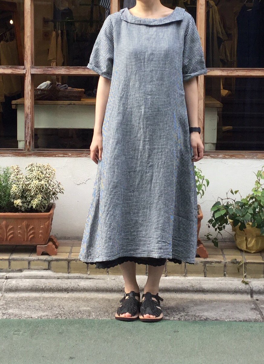 織り柄チェック nestRobe ネストローブ スクエアカラー 2way