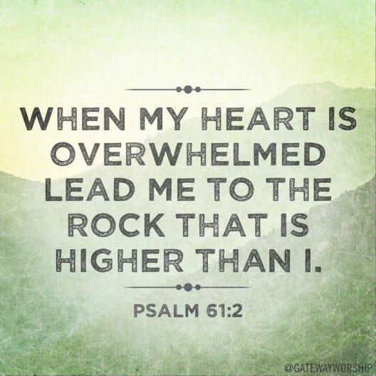 PastorBrian777's tweet photo. “Hear my cry, O God; listen to my prayer. From the ends of the earth I call to you, I call as my heart grows faint; lead me to the rock that is higher than I." - Psalm 61:1-2
#howlongohlord #whenimweakheisstrong https://t.co/smMnBGsfHO