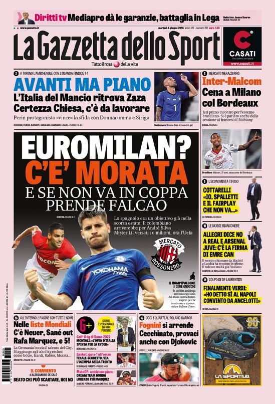 ProTipsterIT's tweet photo. La #rassegnastampa di oggi #5giugno https://t.co/dr7iotRpyR