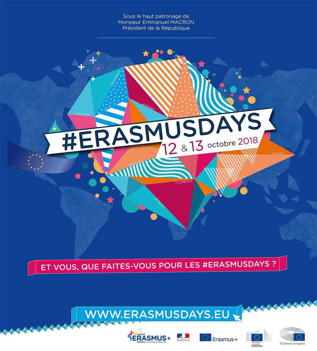 C'est officiel, les prochains #ErasmusDays auront lieu les 12 et 13 octobre 2018 ! Deux jours pour célébrer l'utilité du programme #ErasmusPlus en faveur de la citoyenneté et de la mobilité européenne 🇪🇺