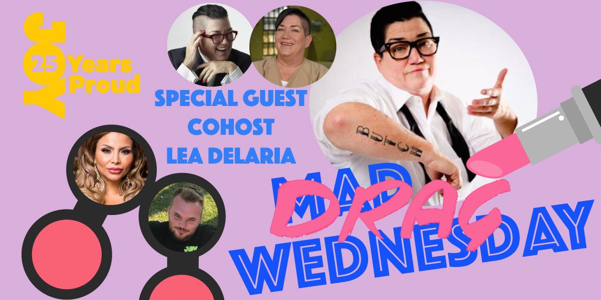 deanarcuri's tweet photo. Since Im in Amsterdam 4 #BinghamCup we thought it best to butch things up for #MADWednesday with @venusbehbahani & @dylanjoele, & who better than the hilarious comedian, singer & actor @realleadelaria. Join them for #DRAGWednesday tomorrow for @JOY949 Radiothon #JOY25YearsProud https://t.co/f74bdUgeZt