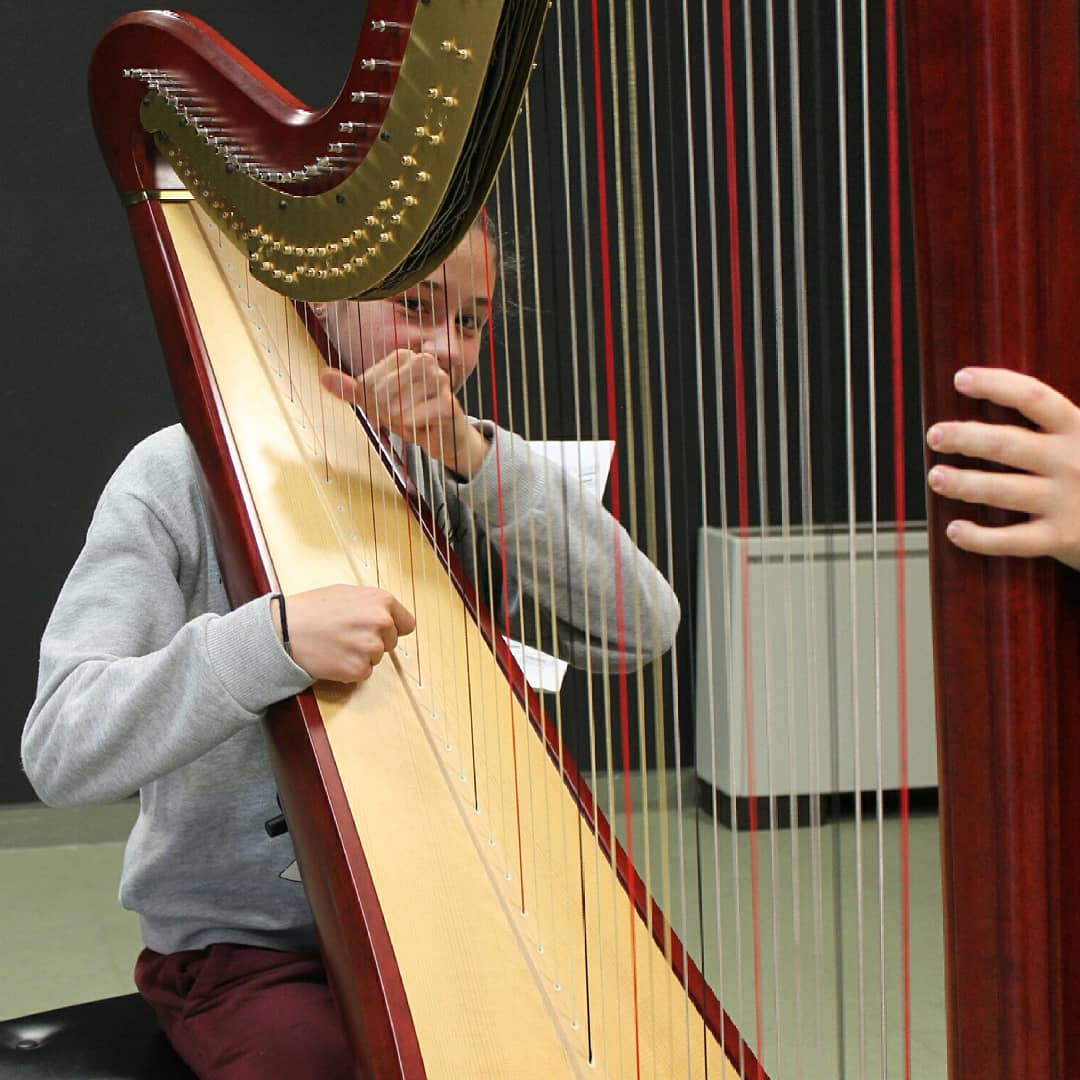 IesoTomasBreton's tweet photo. David y Ángela, profesores de la Escuela Municipal de Música de Villamayor nos enseñan a tocar la tuba y el arpa. Excelentes intérpretes los alumnos de 2°ESO. ¡¡¡Gracias!!! https://t.co/btmvaRcSCS