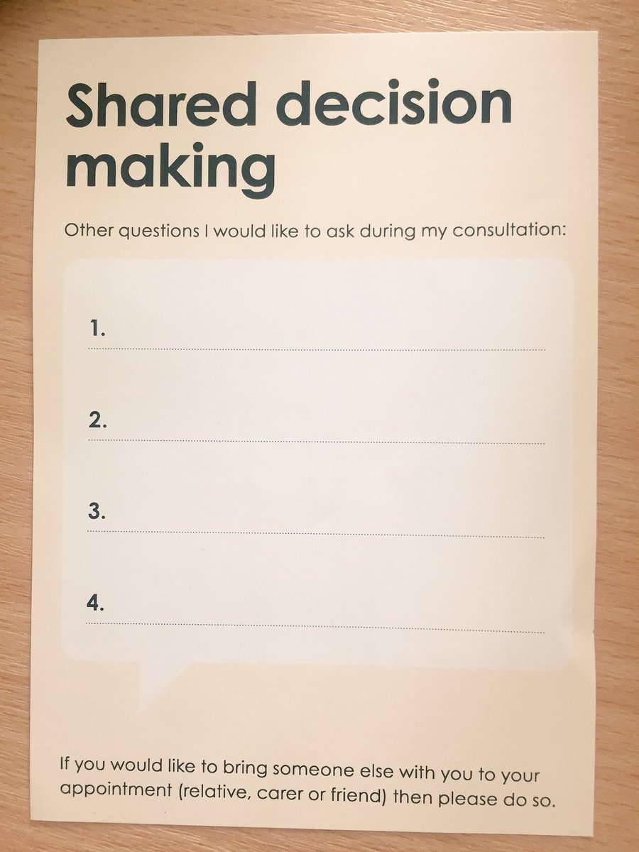 First time I’ve seen one of these - I like it @NewcastleHosps
Great to get patients thinking about this before they attend + hopefully helps re a better position for #shareddecision #consent