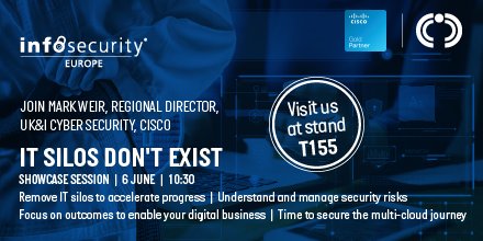 Computacenter's tweet photo. We're pleased to announce that we're going to be joined by Mark Weir, Regional Director - Cyber Security for @CiscoUKI at #Infosec2018 tomorrow. Mark will be co-hosting our "IT Silos Don't Exist" showcase session at 10:30 on Stand T155. https://t.co/mDaLPewZe6