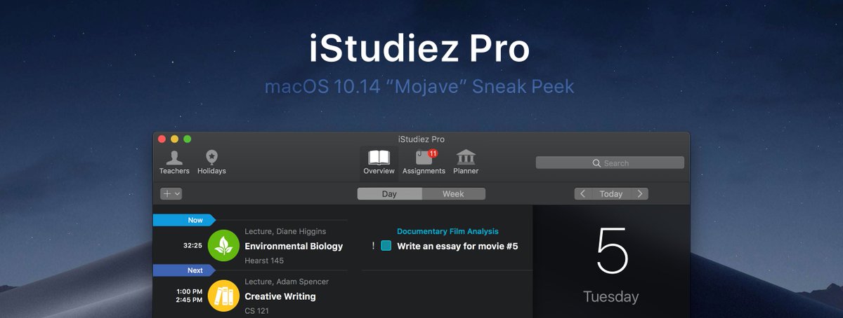iStudiez Pro looks so elegant in Dark Mode on macOS 10.14 “Mojave”! How do you find it? #WWDC #WWDC18 #Mojave #darkmode