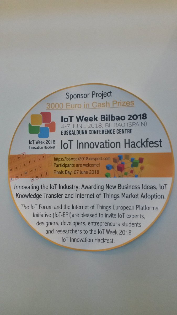 Innovate the IoT industry! Join the #IoT innovation hackfest at #IoTWeek2018 to win the prizes. 07.06 #Bilbao
