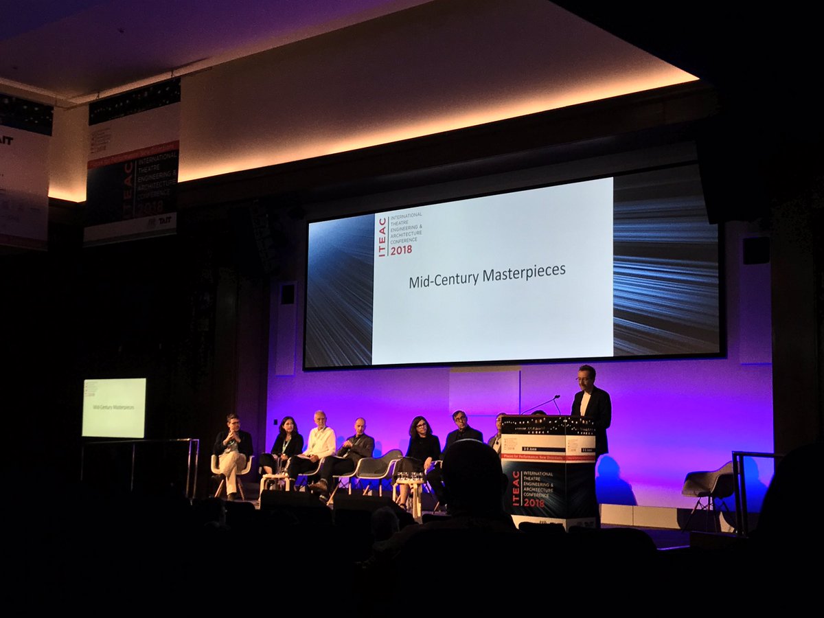 iteac2018's tweet photo. Elsewhere Dr Alistair Fair kicks off the Mid-Century Masterpieces session in which we'll look at two case studies, Ottawa's National Arts Centre and the National Theatre in London, and discuss how Masterpieces of the 60s and 70s can be brought back to life #ITEAC2018 https://t.co/fCGhrX3qiG