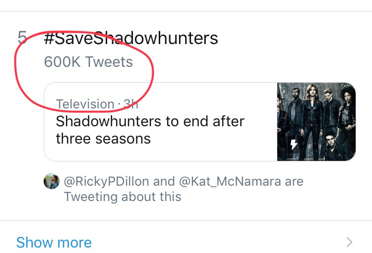 CeinwenE's tweet photo. I guess nobody wants shadowhunters to carry on #saveshadowhunters https://t.co/rS9l8zgCCT