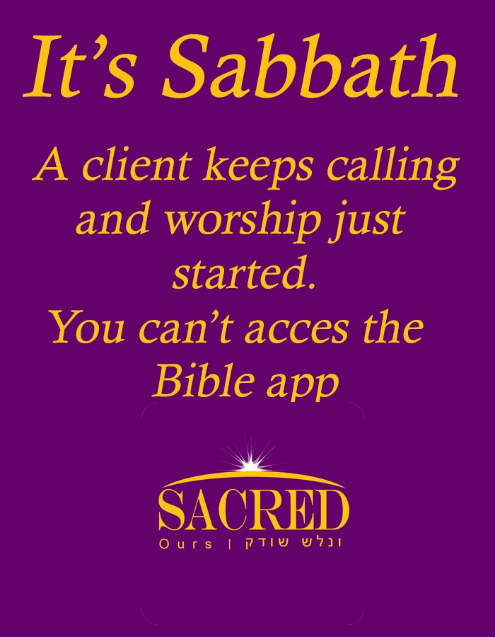 SacredOurs's tweet photo. Sacred Ours.... Not only keeping the Sabbath, but also helping you keep it holy. #Sabbath #sabbathday #sabbathapp #sabbathmode #shabbosapp #familytime #templetime #churchtime #shabbat #thesabbath #sacredhours #app #seventhdayadventists #Jews #jewsabbath #hebrewroots https://t.co/l8dsMBu4mt