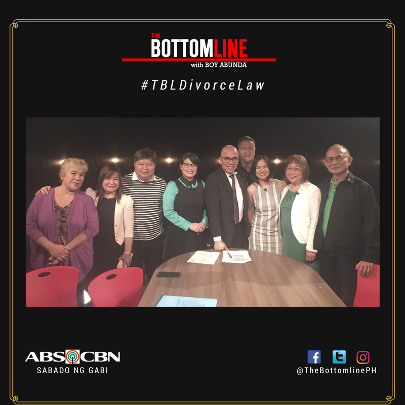 TheBottomlinePH's tweet photo. Tutukan ngayong gabi ang diskusyon ng iba't ibang eksperto... at iba't ibang grupo sa usapin ng Diborsyo sa Pilipinas!

THE BOTTOMLINE with Boy Abunda, after @Failon_Ngayon !

Use #TBLDivorceLaw to join the online discussion. https://t.co/WgTwmzUZK9