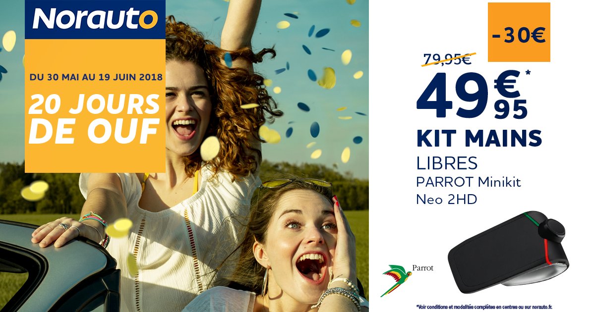 NorautoFr's tweet image. C'est les 20 Jours de OUF chez Norauto ! Profitez de 30€ de réduction sur votre Kit Mains Libres Parrot. Vous pouvez le commander dès maintenant ici ! ▶ fcld.ly/kml