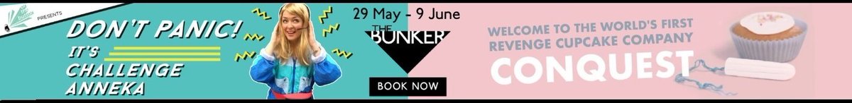 pearshapedplays's tweet photo. Aaaand we're back! It's week two of our #BunkerDoubleBill Tuesday - Saturday @BunkerTheatreUK
7pm #DontPanic It's Challenge Anneka @on_thebutton
8.30pm #ConquestPlay (that's us!)
Double Bill tickets are just £18 to see both shows: https://t.co/KDq0USLHJp https://t.co/BHgKoCPl0N