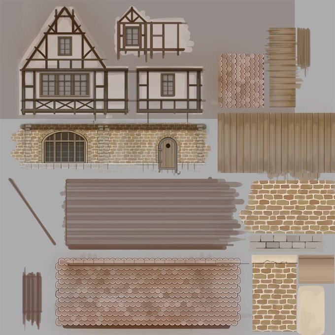 @Key_tomoshib 自分はテクスチャ描いて、ローポリゴンで組み立ててますけれど、このくらいで十分ですぞい(他所様のモデルは権利上アウトな場合があるので自分はあまり使わないです… 