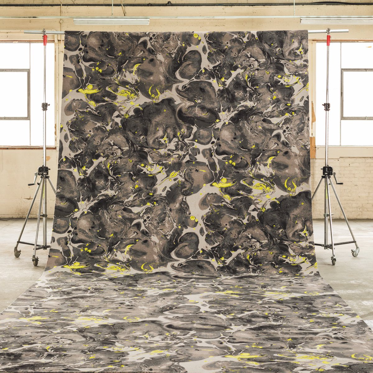 TBeasties's tweet photo. Magma - โInspired by the geological layers of molten lava beneath the Earthโs surface, Magma is a tonal design which swirls and mixes monotone shades with vibrant green highlights that bring this design aliveโ Alistair McAuley. Design for @BrintonsCarpets #CraigendCollection https://t.co/jwexdlODBT