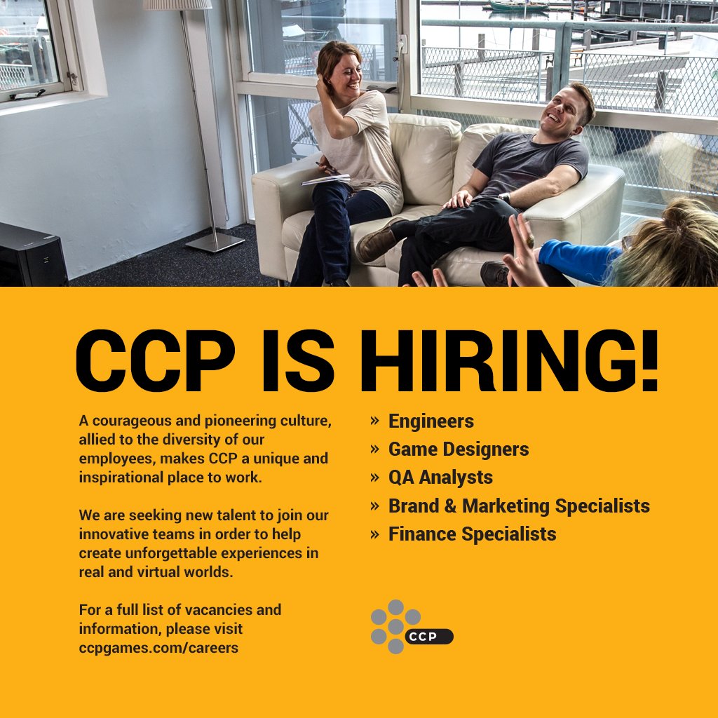 CCP is #hiring! Engineers, Game Designers, QA Analysts, Brand &amp; Marketing Specialists, Finance Specialists and more. For a full list of #careers and opportunities, visit: ccpgames.com/careers/portal/  #gamejobs #tweetmyjobs
