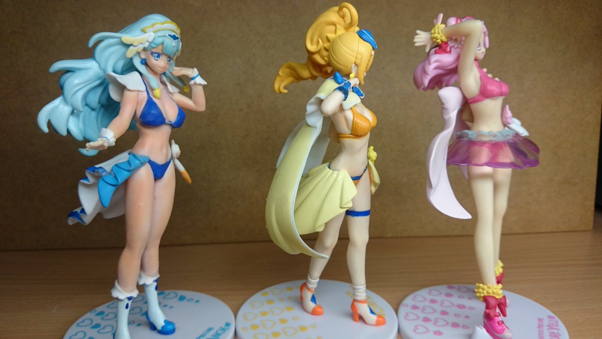 ボテ屋 裏店 ｈｕｇっとプリキュア キューティフィギュア改造しました 五人揃うのが８月なので 初期三人を先に作ってしまった