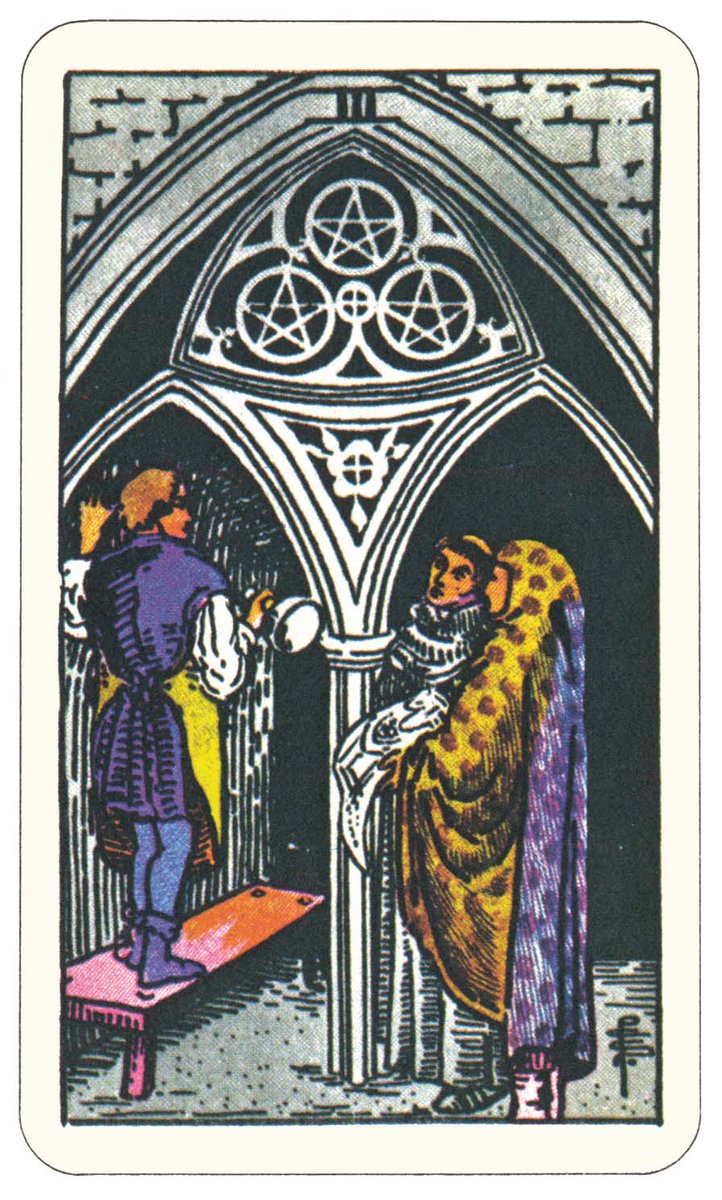 Tieras's tweet image. #TarotTuesday #ThreeofPentacles: Teamwork, Investment in learning and recognition of skills: You know what you're doing. You've got the proof and the skills. Get paid for it! With the right backing? You can do amazing things! Don't let your investors go cheap! Make paper &amp;amp; Magic!
