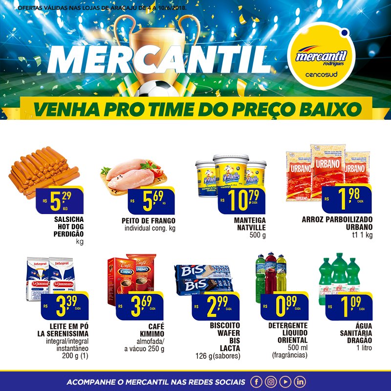 mratacado's tweet photo. O time campeão de preço baixo já entrou em campo aqui no Mercantil! Estamos te esperando aqui para economizar muito essa semana! #mratacado #mercantilrodrigues #timedopreçobaixo #campeãodepreçobaixo https://t.co/W7iFvpC59k