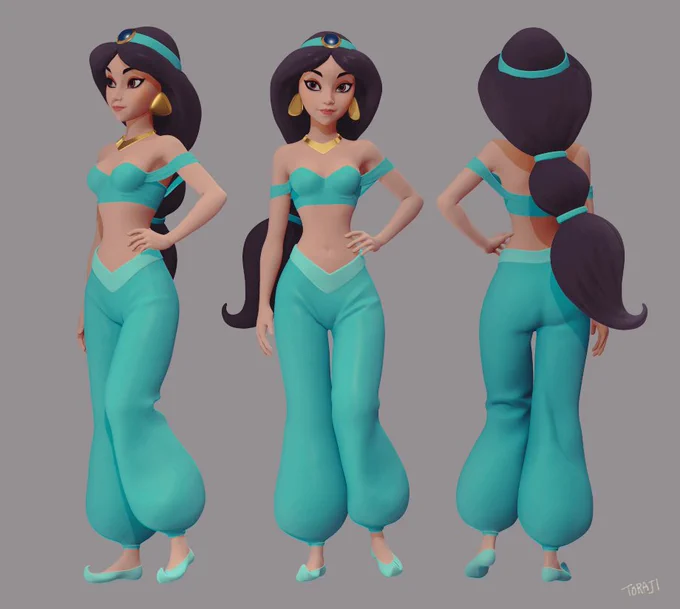3年ほど前にZbrushの練習で作ったジャスミンと、シュガーラッシュ2のジャスミンを比較して答え合わせをしてみたり。。
Here is Jasmine I made for studying Zbrush about 3 years ago.
I compared this with Jasmine in wreck it ralph 2.
I think my Jasmine was not bad.Haha? 