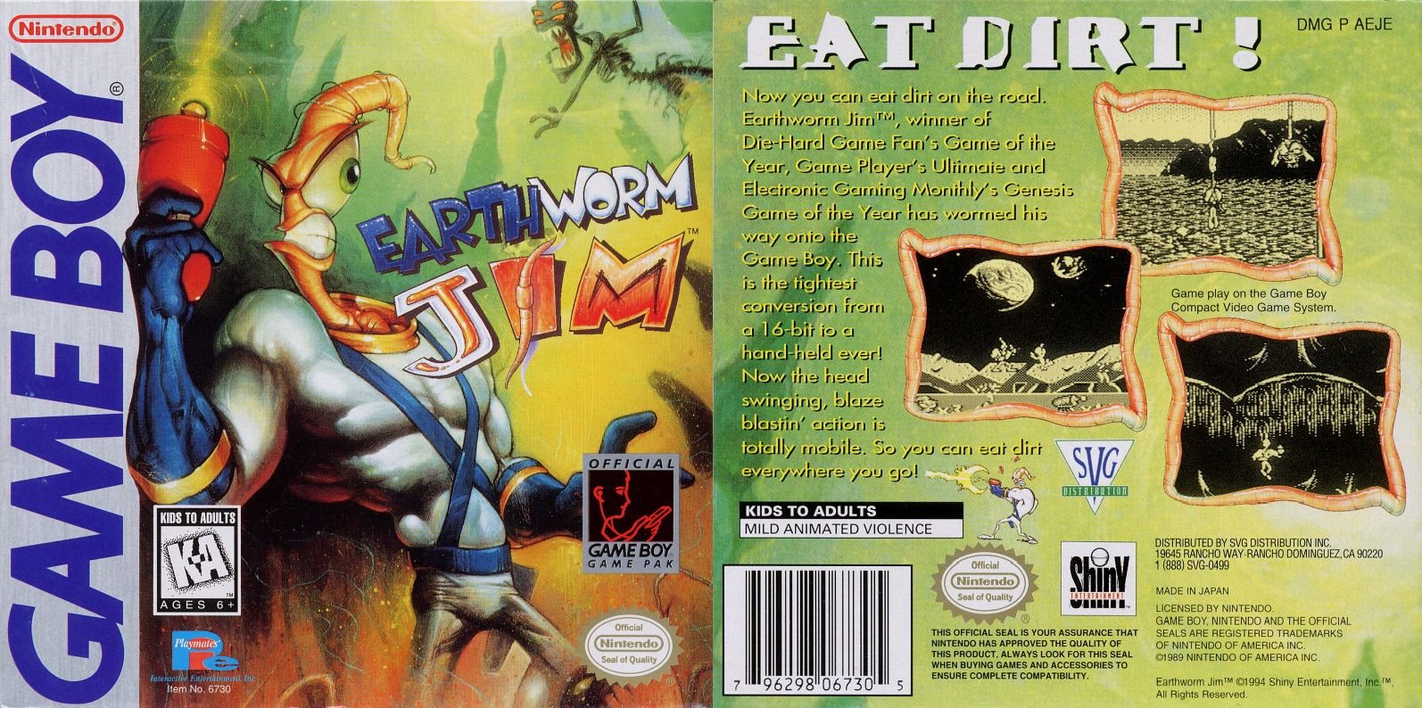 ventilation Modtager Bandit Megatron's_Fury on Twitter: "EARTHWORM JIM: Here's the North American cover  for the 1995 Game Boy action platform game. Ported by Eurocom it's a scaled  down version of the 1994 16-bit classic. Anyone