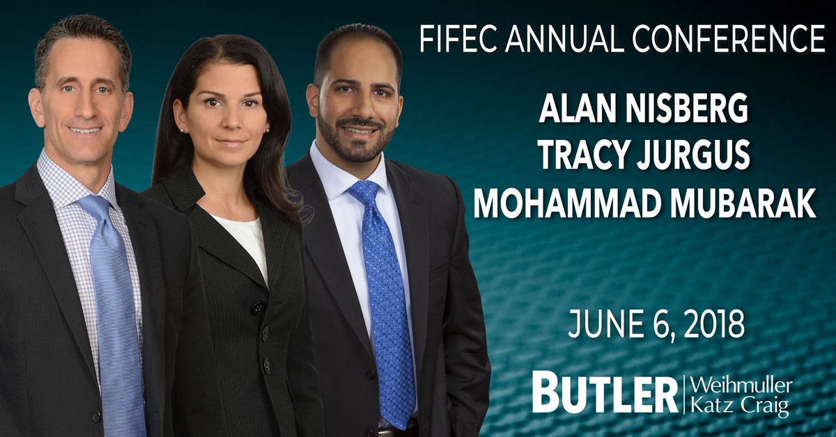 _ButlerLegal's tweet photo. TOMORROW: Alan Nisberg, Tracy Jurgus, and Mohammad Mubarak from Butler Weihmuller Katz Craig will be presenting in Orlando, FL, on the topics of “Law and Ethics Update 5-620” and “Fraud and Misrepresentation.” Read more: https://t.co/xZbBq7vrvU #ButlerEvent #FIFEC2018 https://t.co/qOtZILLJaS