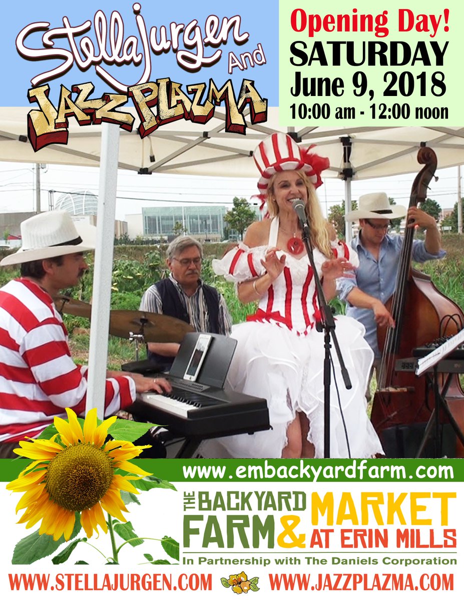 Join Stella Jurgen and Jazz Plazma for the opening of the @EMBackyardFarm this Saturday, June 9th - corner of Erin Mills and Eglinton - 9am-1pm.