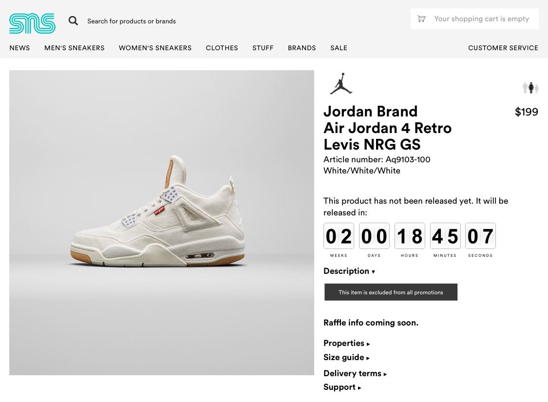 snkr_twitr's tweet image. Levi’s x Jordan 4 “NRG” dropping on sneakersnstuff 👀

Men
Black
bit.ly/2svQpWC

White
bit.ly/2JakyoN

GS
Black
bit.ly/2xLuBvo

White
bit.ly/2LnTnnj

#snkr_twitr