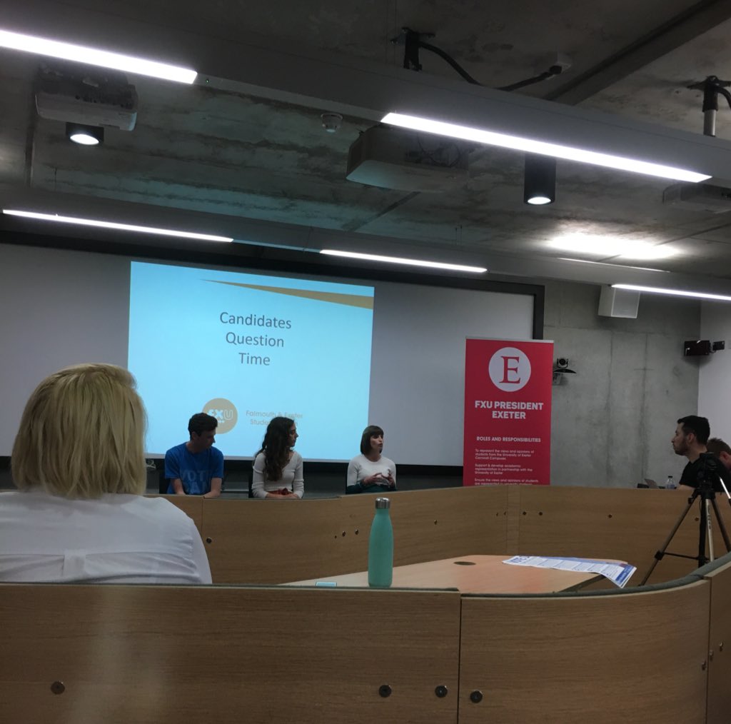 FXU_Welfare's tweet photo. President Exeter by-election in full swing, candidate question time happening right now in the Exchange Lecture Theatre #FXUElections https://t.co/Ymv4NJMz2R