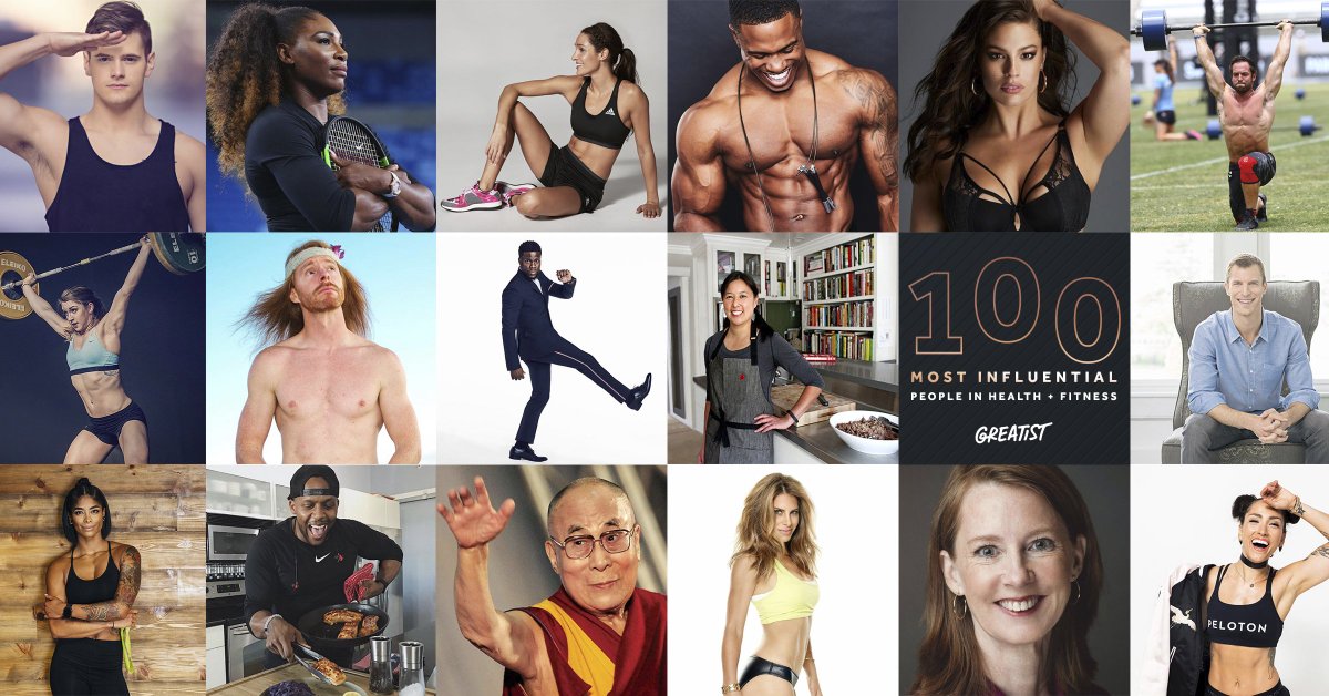 greatist's tweet photo. Our annual list is OUT. See everyone who made it onto our list of the top 100 most influential peeps in health and fitness. You can't help but be inspired ✅ https://t.co/OL6SyXsZEf https://t.co/kPBKZIbPpw