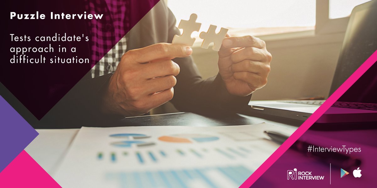 rockinterviewss's tweet photo. Highly competitive companies, like Google, are known to conduct 'puzzle' #interviews where a puzzle-like random question is put forth the #candidate, who is tested on his/her spontaneity and approach taken to solve the puzzle. (Source: https://t.co/jy0dYmQhwQ) #InterviewTypes https://t.co/d3ICJ5Eek6