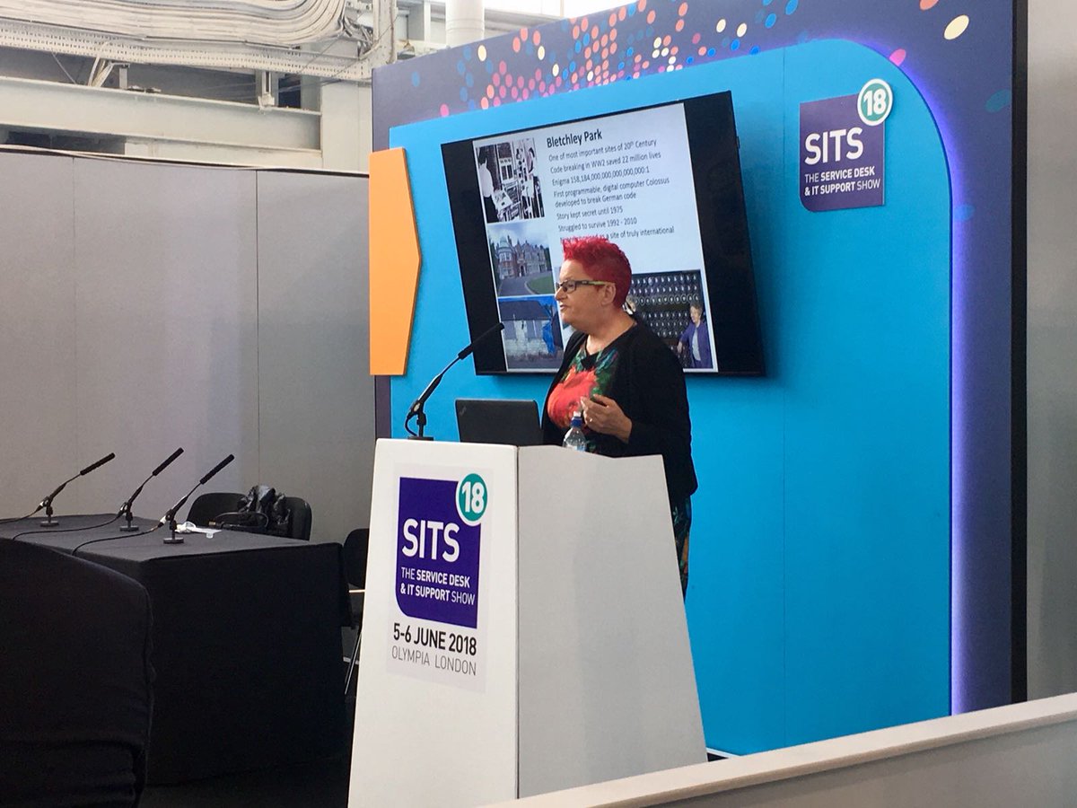 TOPdesk's tweet photo. @Dr_Black talking about #savingbletchley and social media as a platform for amplifying an individual's voice.
Twitter is a powerful way to start a dialogue, get people involved, and create an online community. #SITS18 #WomenInTech https://t.co/oAEerBl5AT