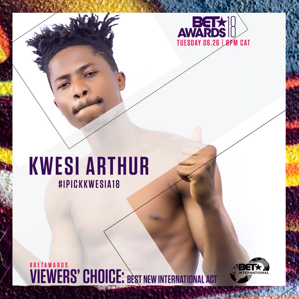 BET_Africa's tweet image. BREAKING: Congrats to @KwesiArthur_ on his nomination for #BETAwards2018 Viewer’s Choice “Best International Act”. To vote for Kwesi Arthur and help him win, comment with #IPICKKWESIA18 on our Instagram page! The BET Awards 2018 are in association with @RussianBearSA.