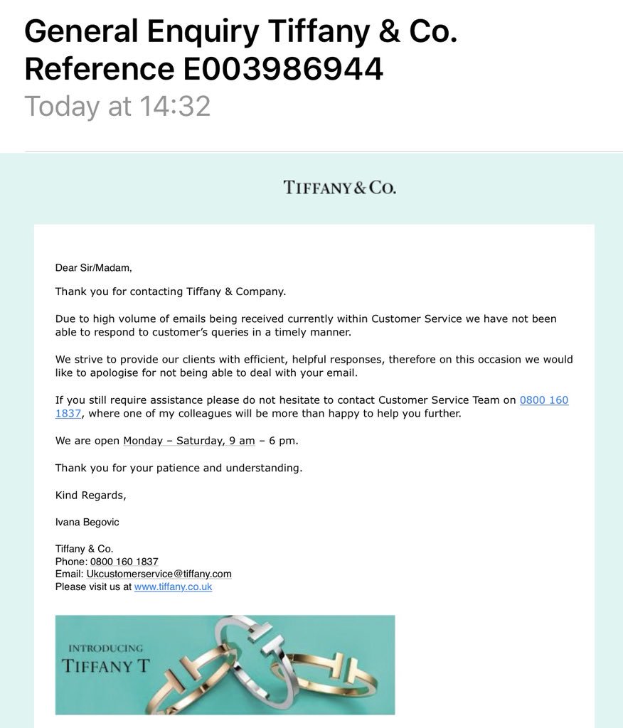 tiffany and company customer service