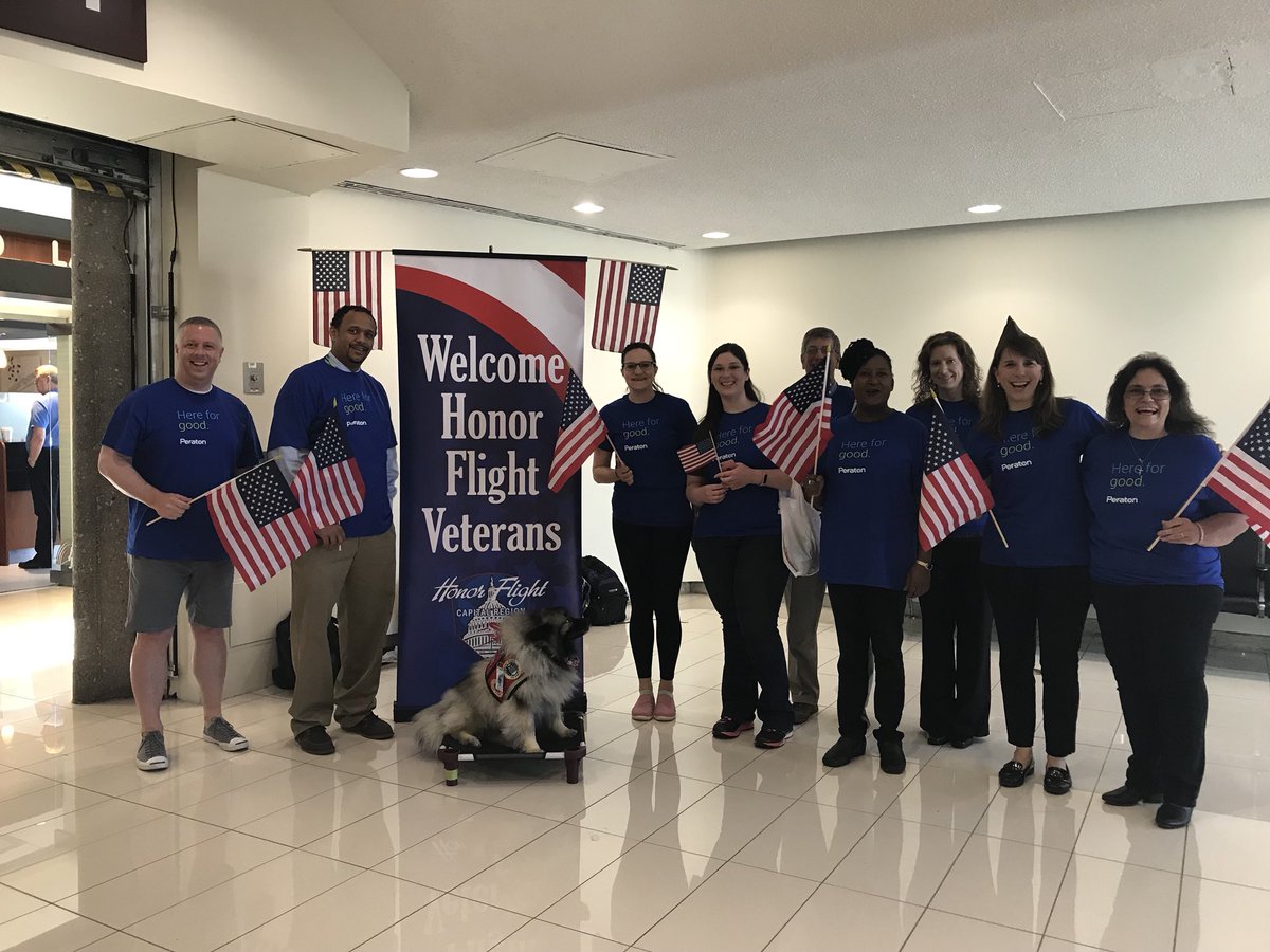 PeratonCorp's tweet photo. The Peraton team is in action at #DCA welcoming more WWII #veterans! 🇺🇸 https://t.co/E1rsYepJAq