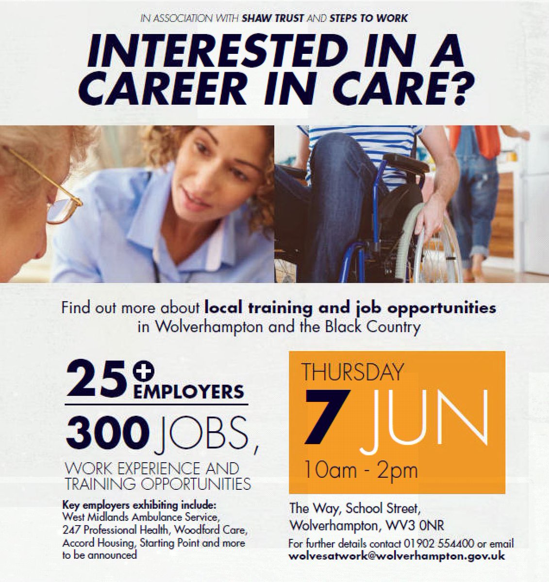 JCPinWestMids's tweet image. #BlackCountryJobsHour Local Training &amp;amp; Job Opportunities in Care Thur 7th June 10am - 2pm #Wolverhampton #WolvesatWork  Talk to your Work Coach to book you a place See attached flyer