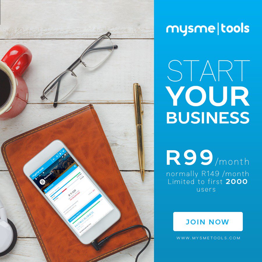 mysmetools's tweet photo. @mysmenews  #Start your #business with the mySME Tools. #Start #grow and #manage your #business at only R99.00 a month. Join Now! https://t.co/n9JFA1XykX https://t.co/9M17NILSyS