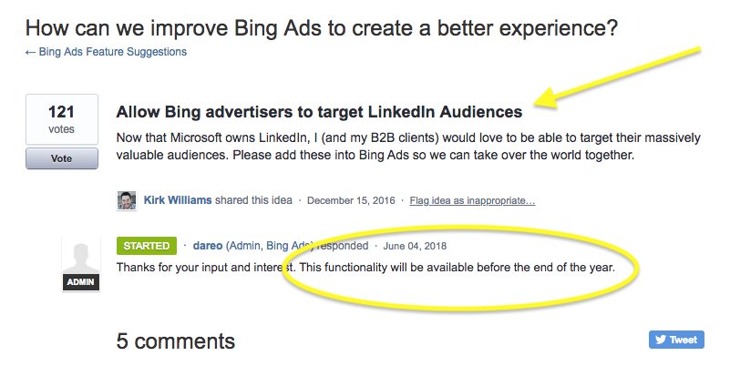 PPCKirk's tweet photo. FREAKING OUT OVER HERE. 
Huge deal for B2B advertisers! #ppcchat @bingads  https://t.co/bjRR3uswaY
👇👇👇👇👇👇👇👇👇 https://t.co/idwV0lPJkA