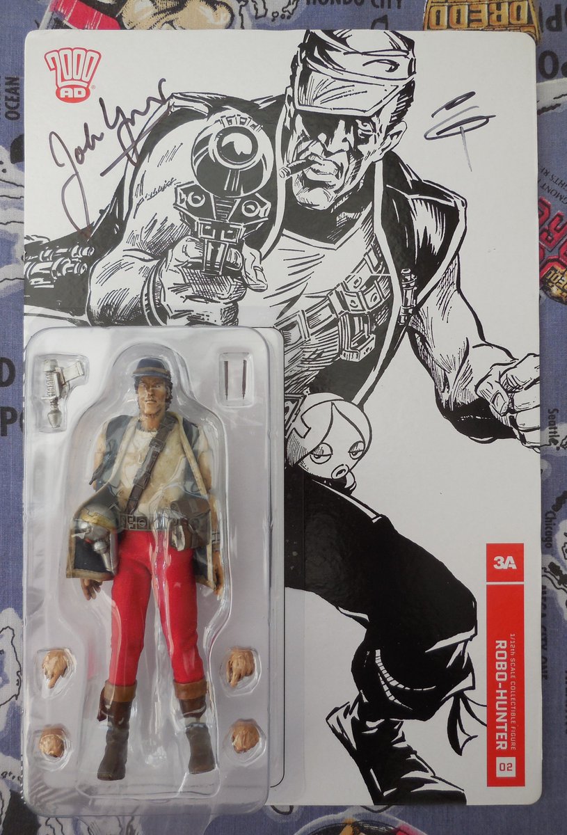 JBurdis's tweet image. Ian Gibson of Dredd, Sam Slade &amp;amp; Halo Jones @2000AD fame, was also at @LawlessComicCon &amp;amp; I managed to get a few Progs signed and also the 3A Sam Slade figure signed. I am one very happy fan. Well done on @CherryBomb1618 for grabbing such a legend. #dredd #halojones #robohunter
