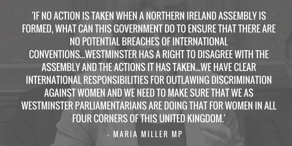 Westminster has a right to disagree with the assembly and the actions it has taken <a href="/MariaMillerUK/">Maria_Miller</a> @FPACharity #NowForNI