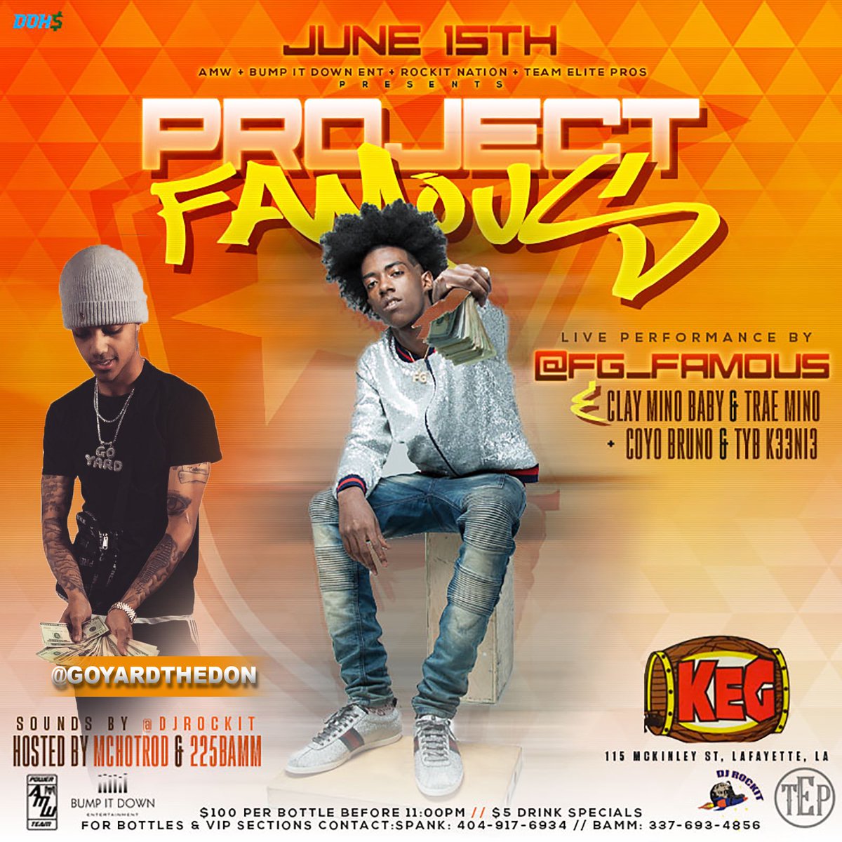 TeamEliteProz's tweet photo. June 15th #ProjectFamous at The Keg on Lafayette,La! Early Arrival Strongly Suggested!!! Doors open at 9:30 https://t.co/LRbEiXbFa8